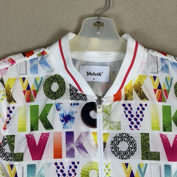 Volvik Jacket Womens 90 White Graphic Print Full Zip Golf Short Sleeve Vented - Picture 2 of 12